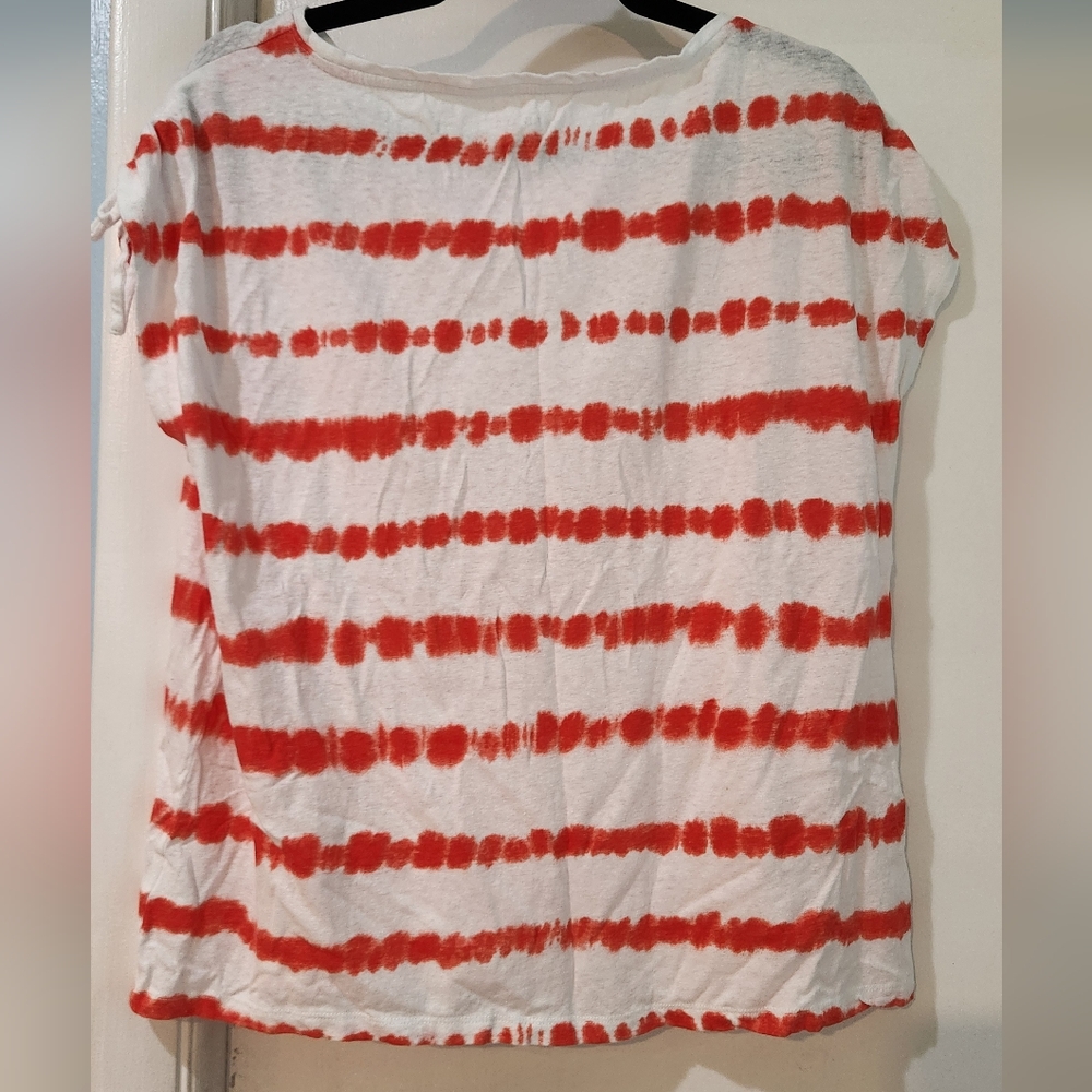 Women's Talbots Orange/Coral Striped Shirt, Size L - Picture 9 of 11